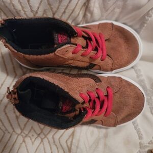 Vans Kids Brown High-Top Sneakers with Red Laces